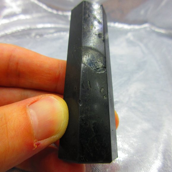 Black Tourmaline Polished Tower Generator Crystal Meditation Tool - Picture 6 of 6
